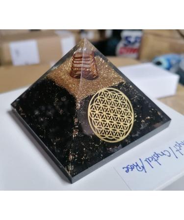 Orgone Pyramid Crystal Shungite Flower Of Life with Copper Coil for Positive Energy and Balance - Buy Online on GoSupps.com