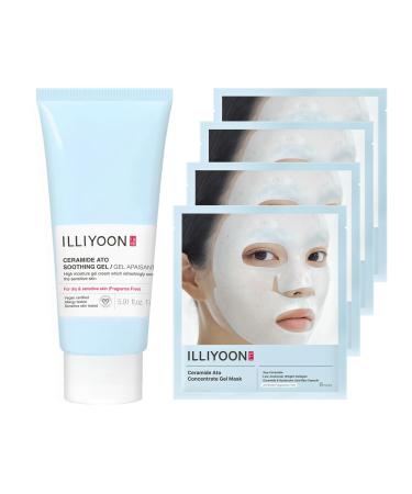 Illiyoon Ceramide Ato Soothing Gel 5.9 Fl Oz with Ceramide Ato Concentrate Gel Mask 4ea
