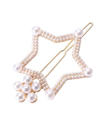 Attractive Elegant Hair Clips Pearl Five-pointed Star Barrettes Bobby Pin Hairpin for Ladies Women Girls Hair Clips Female Elegant Wedding Hair Accessories