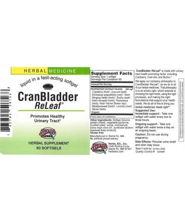 CranBladder ReLeaf Softgels - 60 Count by Herbs Etc - Buy Online on GoSupps.com