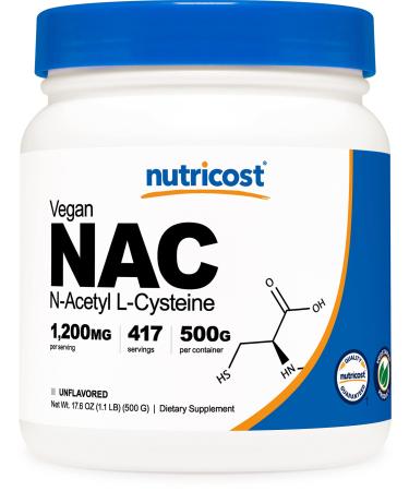 Nutricost N-Acetyl Cysteine (NAC) Powder 500 Grams - Vegan NAC, Non-GMO, Gluten Free