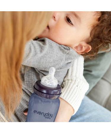 Glass Baby Bottle 150ml with Heat Sensor & Anti-Colic Teat - Blueberry - Buy Online on GoSupps.com