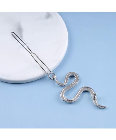 Allereya Vintage Snake Hair Clip Barrette Serpent Hair Pin Barrette Punk Medusa Side Hair Clip Barrette Bobby Pin Silver Snake Head Clip Headwear Hair Accessories for Women and Girls (Silver) - Buy Online on GoSupps.com