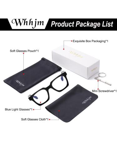Buy Square Blue Light Glasses for Men & Women - Fashionable Rectangle Computer Eyewear for Anti Eyestrain & Headache Relief - 01 Black 48mm - Buy Online on GoSupps.com