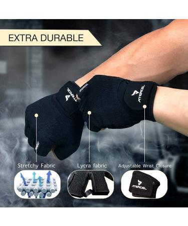 Atercel Workout Gloves - Men & Women Exercise Gloves for Weight Lifting, Cycling, Gym Training - Breathable & Snug Fit - Black Large - Buy Online on GoSupps.com