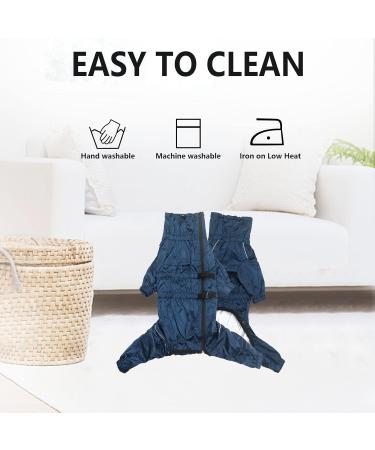 Geyecete Waterproof Rain Coat for Dogs - Reflective Full Wrap Jacket with Dishes Hole for Large Medium & Small Dogs - Navy Blue - Buy Online on GoSupps.com