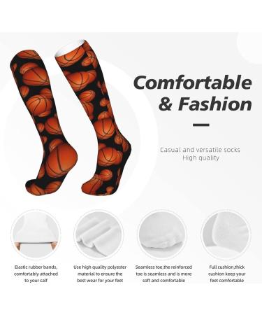 Basketball Pattern Compression Socks for Men & Women - Supportive 15-20 mmHg for Running & Cycling - Buy Online on GoSupps.com