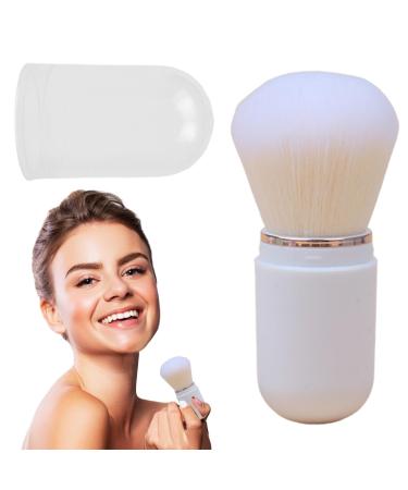 Retractable Brush - Travl Makeup Blush Brush | Retractable Compact Portable Makeup Blush Lid Included | Soft Bristles Makeup Brush For Powder Women Brushes Accessories white