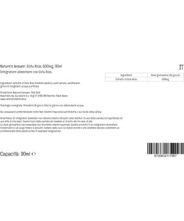 Nature's Answer Gotu Kola 600mg 30ml - Lab-Tested, Gluten-Free, Soy-Free, Vegan, Vegetarian, Non-GMO - Buy Online on GoSupps.com