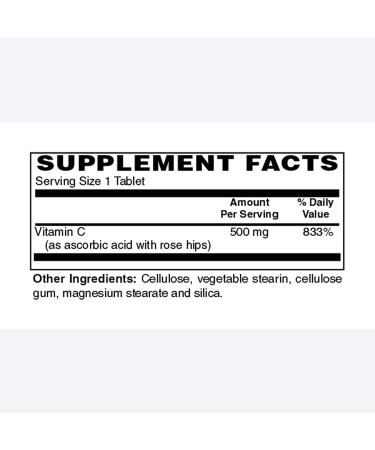 Holly Hill Health Foods C-500 MG with Rose Hips 100 Vegetarian Tablets - Buy Online on GoSupps.com