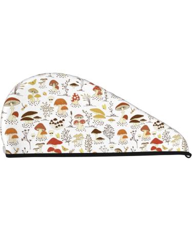 Mushrooms and Butterflies Microfiber Hair Towel - Super Absorbent Coral Velvet Wrap for Long Curly & Thick Hair - Quick Dry Hair Cap for Women - Buy Online on GoSupps.com