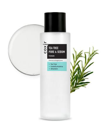 COXIR Tea Tree Pore and Sebum Toner (150 ml / 5.07 oz) Volcanic Water Toner Oil Balance Pore Minimiser Sebum Control