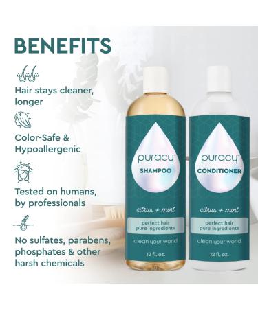 Puracy Shampoo & Conditioner Set - Rosemary Oil for Hair Growth & Thickness - 20+ SuperPlant Ingredients - Perfect for Fine, Medium, or Color-Treated Hair - Buy Online on GoSupps.com