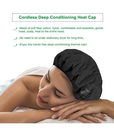 Flaxseed Heat Cap for Deep Conditioning - Natural Thermal Cap + 10 Disposable Shower Caps (Black) - Buy Online on GoSupps.com