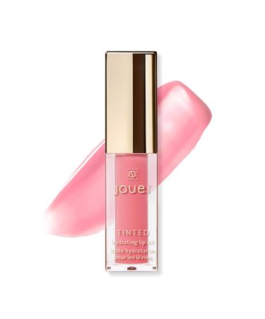 Jouer Essential Tinted Hydrating Lip Oil Gloss Moisturizing Dry Lip Treatment Serum - Fragrance Free Tinted Lip Oil - Jojoba Seed Oil and Apricot Oil Formula Belle - Sheer Barbie Pink
