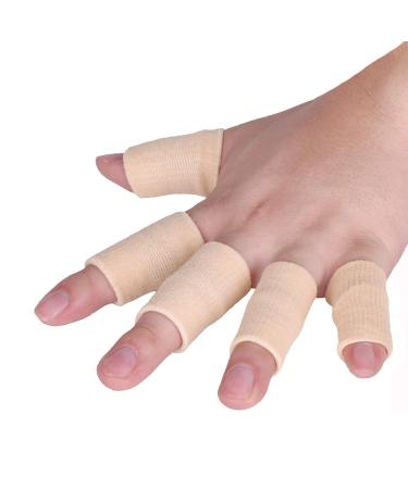Luniquz Finger Sleeves, Thumb Splint Brace for Finger Support, Relieve Pain for Arthritis,Triggger Finger, Compression Aid for Sports, Beige
