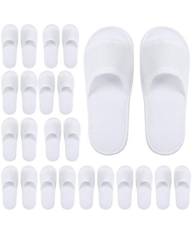 Elcoho 12 Pairs Open Toe Spa Slippers White Spa Hotel Guest Slippers for Spa, Party Guest, Hotel and Travel, Fits Most Men and Women