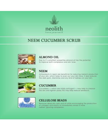 Neolith Neem Cucumber Exfoliating Scrub | Winter Acne Face Scrub for Blackheads & Whiteheads | Paraben & Sulphate Free | ECOCERT Certified | Ideal for Dry Skin | 100 gm for Men & Women - Buy Online on GoSupps.com
