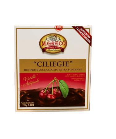 Italian Gourmet E.R. M.Greco Ciliege Cherry Chocolate Coated Extra Dark 170g + Gourmet Italian Polpa 400g