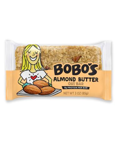Bobo's Oat Bars (Almond Butter, 12 Pack of 3 oz Bars) Gluten Free Whole Grain Rolled Oat Bars - Great Tasting Vegan On-The-Go Snack, Made in the USA