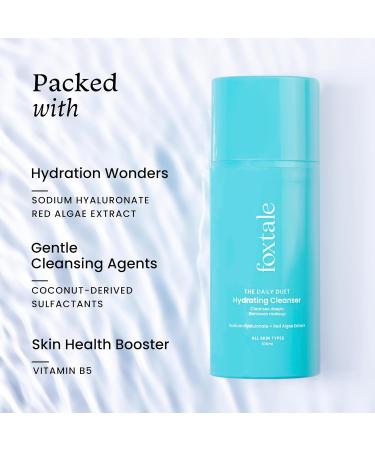 Fox-Tale Daily Duet Hydrating Face Wash | Gentle Cleanser with Hyaluronic Acid | Makeup Remover for All Skin Types | Pore Cleansing & Dirt Control | 100ml - Buy Online on GoSupps.com
