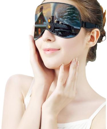 Christmas Train Station Sleep Eye Mask - Elastic Strap/Headband - for Women Men, Travel Nap - Buy Online on GoSupps.com