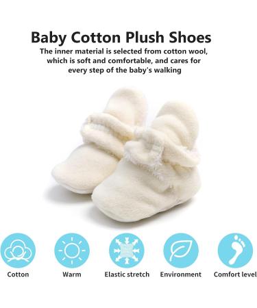EDOTON Unisex Newborn Winter Boots - Non-Slip Sole, Warm & Soft Stay-On Bootie Sock 12-18 Months (White) - Buy Online on GoSupps.com