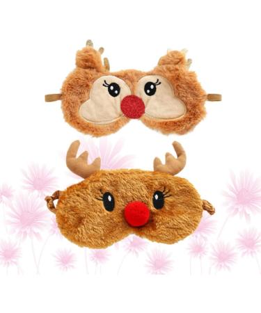 Healifty Reindeer Shaped Plush Sleeping Mask - 2Pcs Cute Animal Blindfold for Girls and Women - Buy Online on GoSupps.com
