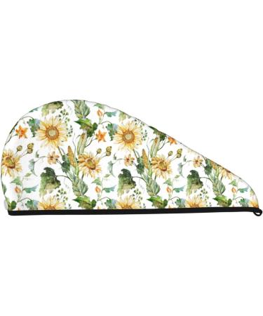 Watercolor Sunflowers Microfiber Hair Towel - Super Absorbent & Quick Dry Coral Velvet Wrap for All Hair Types - Buy Online on GoSupps.com