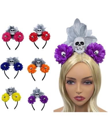 hgnxa Simulated Flower&Skull Shape Headband for Women Halloween Party Hair Hoop Hairband Woman Taking Photo Hair Accessories Blue - Buy Online on GoSupps.com