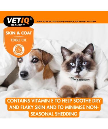 VetIQ Skin & Coat 250ml Promotes Healthy Skin & Coat with Omega 3 Oil Dog Grooming Supplement Helps Reduce Shedding Dog & Cat Supplements For Dry Itchy Skin - Buy Online on GoSupps.com