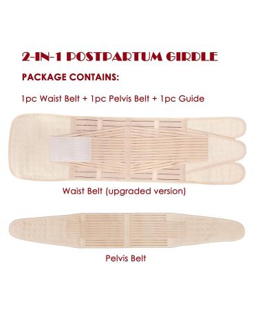 ChongErfei 2 in 1 Postpartum Belly Wrap Support Belt - Maternity Girdle for Postnatal Recovery - Women's Body Shaper for Post Pregnancy - Beige Plus Size - Buy Online on GoSupps.com