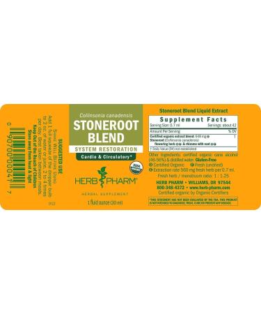 Herb Pharm Organic Stoneroot Blend Liquid Extract - 1oz - Cardiovascular & Circulatory Support - Buy Online on GoSupps.com