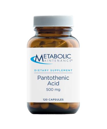 Metabolic Maintenance Pantothenic Acid - High Potency 500mg Vitamin B5 Supplement - Energy Metabolism + Adrenal Health Support (120 Capsules)