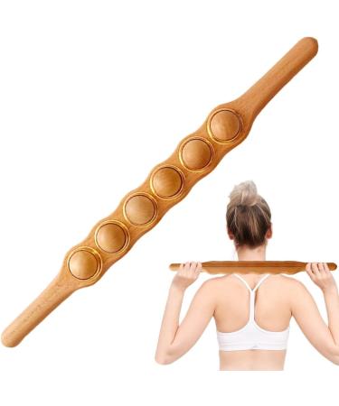 Eastuy Muscle Roll - Universal Wood Roller Massage Device for Sore & Tense Muscles | Double-Sided Slotting with 6 Rotary Rollers - Buy Online on GoSupps.com
