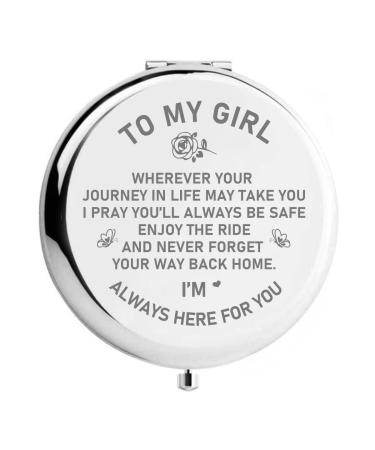WHING to My Girl Cute Engraved Personalized Travel Compact Pocket Makeup Mirror  Present for Women Girls  Daughter Birthday Graduation Gift from Dad Mom