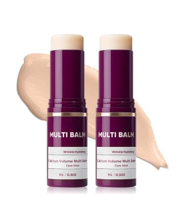 2 Pcs Calcium Multi Balm Calcium Volume Multi Balm Korean Collagen Moisturing Stick Wrinkle Core Stick Anti-aging Hydrating Firming Skin Suitable for Eyes Neck Face