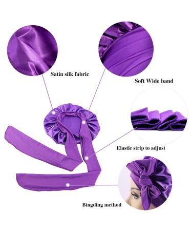 Large Satin Bonnet for Sleeping | Purple & Leopard Silk Bonnet for Black Women - Buy Online on GoSupps.com