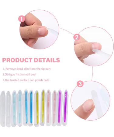 12Pcs Glass Cuticle Pusher Double Ended Manicure Stick Crystal Cuticle Pusher Glass File Professional Filing Stick - Buy Online on GoSupps.com