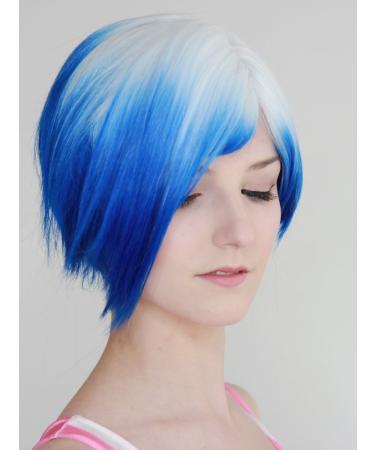 Prettyland Tie Dye Bob Wig for Women & Men - Ombre Blue White Gradient Hair C700 | International Shipping - Buy Online on GoSupps.com