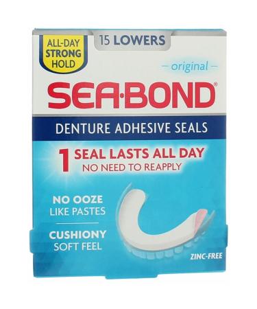 Sea-Bond Denture Adhesive Wafers Original Lowers - 15 ea. Pack of 4