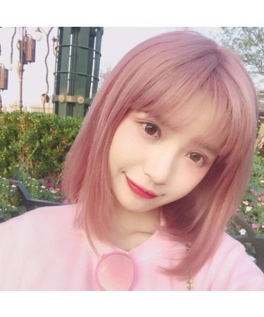 Shop Short Air Bangs Wigs - Light Pink & Natural Black Bobo Styles for Women | European & American Fashion - Buy Online on GoSupps.com