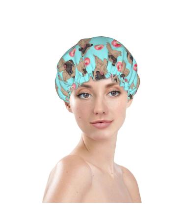 Waterproof Donuts Pug Shower Cap for Women - Reusable Luxury Fashion Bath Hair Cap - Elastic & Easy to Wear - Suitable for All Hair Types - Color 3 - Buy Online on GoSupps.com