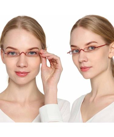 BILIZA Fashion Reading Glasses - Portable 1.0X Blue Light Blocking Eyewear for Men & Women with Pen Clip - Red - Buy Online on GoSupps.com