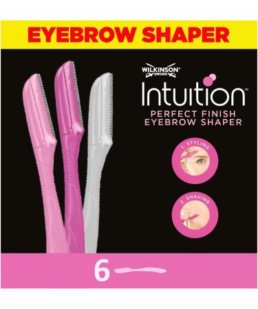 Wilkinson Sword - Intuition eyebrow former for women |Face hair remover and trimmer |Peeling dermaplaning tool |6 disposable razors