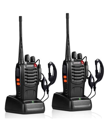 pxton Walkie Talkies Rechargeable Long Range Two-Way Radios with Earpieces,2-Way Radios UHF Handheld Transceiver Walky Talky with Flashlight Li-ion Battery and Charger(2 Pack)