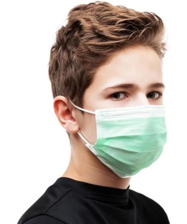 Kata 3-Ply Pleated Disposable Children's Face Masks - Green One Size Box of 50 - International Shipping Available - Buy Online on GoSupps.com