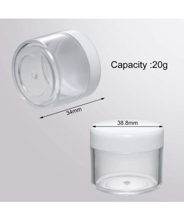 20-Piece Round Pot Jars Plastic Cosmetic Containers Set 20ml/0.7oz - White Lid - Buy Online on GoSupps.com