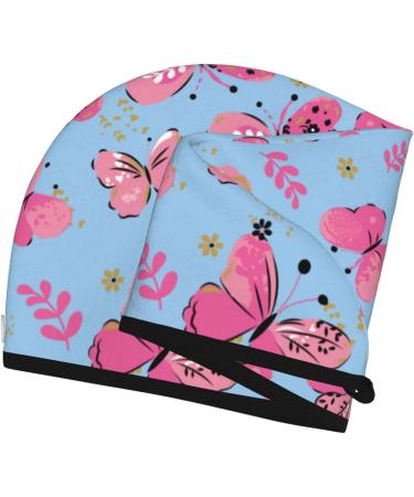 Hair Towel Wrap with Button - Quick Drying Towel Turban for Girls - Butterfly Design - Buy Online on GoSupps.com