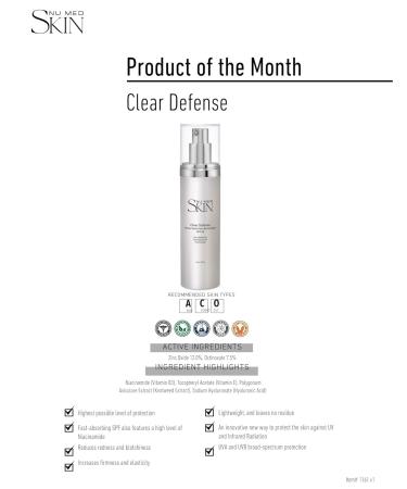 Clear Defense SPF 45 BY: Nu Med Skin - Buy Online on GoSupps.com